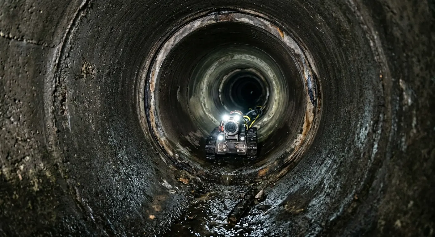 Robotic sewer camera inspecting pipe interior for Sewer Line Repair in Tigard